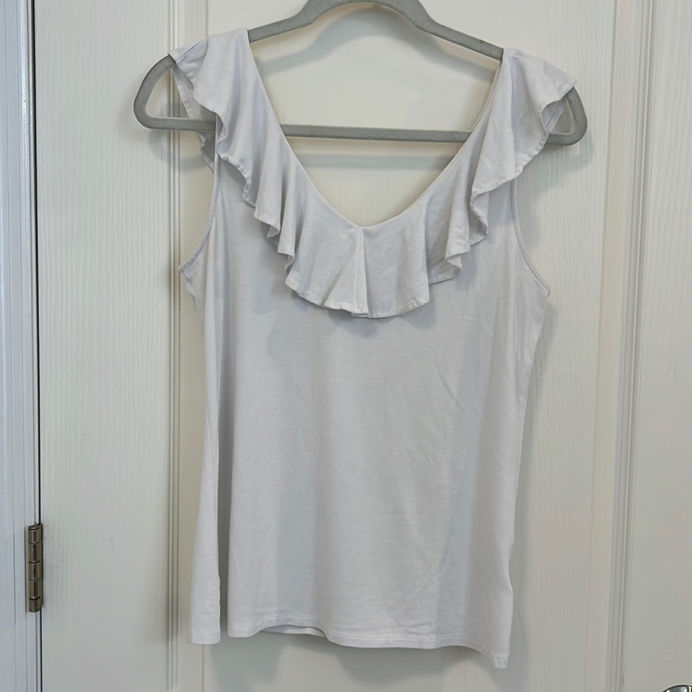 Lilly Pulitzer White Alessa Ruffled Tank Top, Small